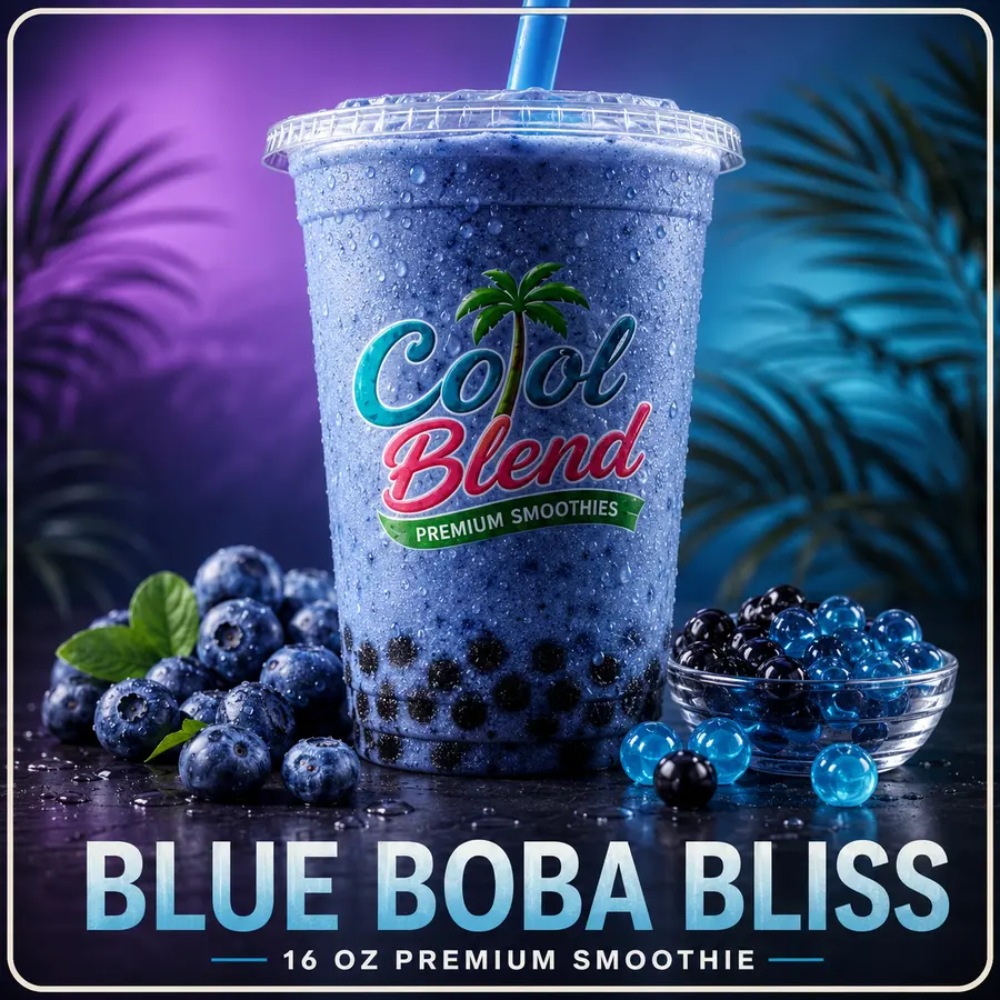Blue Boba Bliss smoothie with blueberries