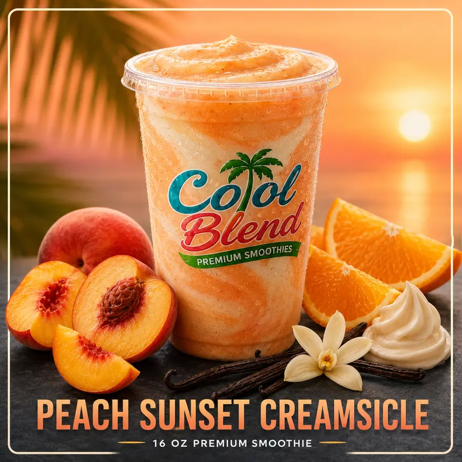 Peach Sunset Creamsicle smoothie with peaches