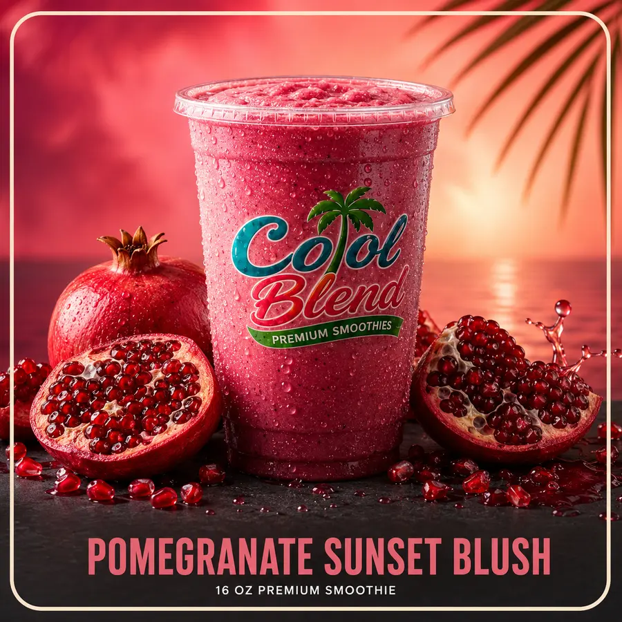 Pomegranate Sunset Blush smoothie with pomegranate